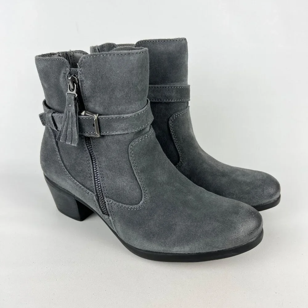 Earth Origins Womens Tori Gray Suede Ankle Booties Water Repellent size 9.5